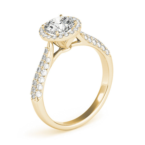 1CT 14K White Gold Round Lab Diamond Halo Engagement Ring