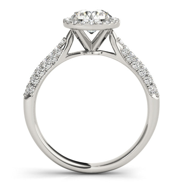 1CT 14K White Gold Round Lab Diamond Halo Engagement Ring