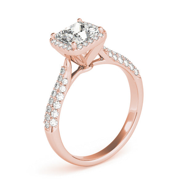 1CT Princess Cut Diamond Engagement Ring 14K White Gold Halo Pave