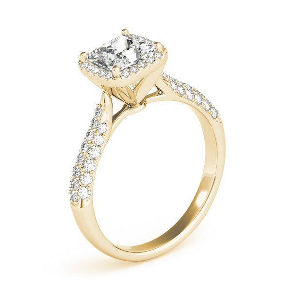 1CT Princess Cut Diamond Engagement Ring 14K White Gold Halo Pave