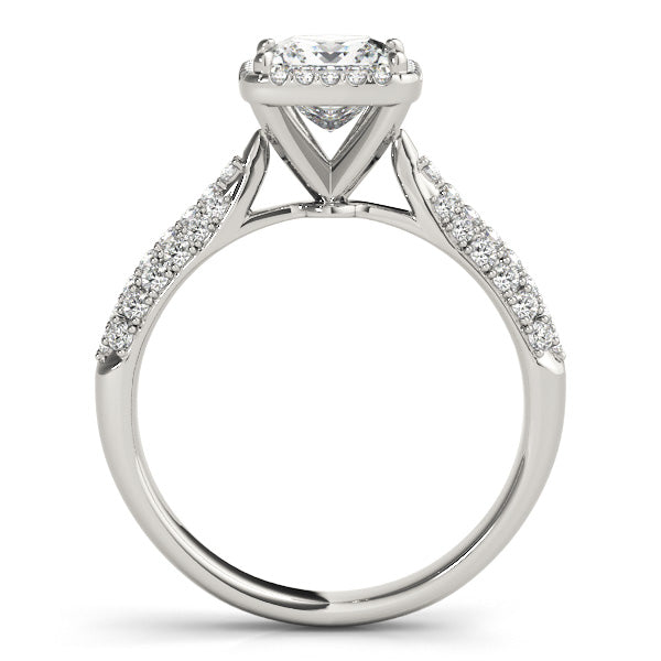 1CT Princess Cut Diamond Engagement Ring 14K White Gold Halo Pave