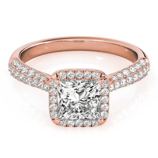 1CT Princess Cut Diamond Engagement Ring 14K White Gold Halo Pave