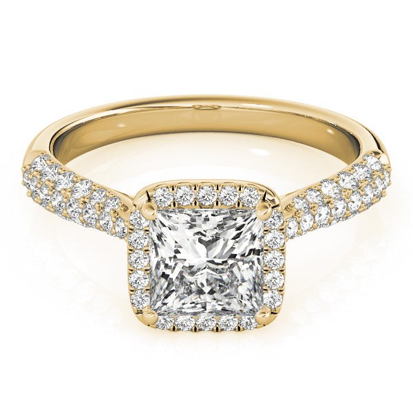 1CT Princess Cut Diamond Engagement Ring 14K White Gold Halo Pave