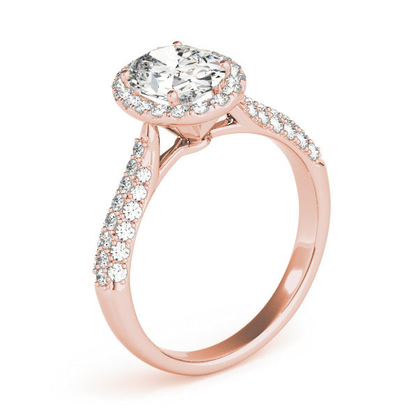 1CT Oval Cut Diamond Engagement Ring 14K White Gold Pave Halo