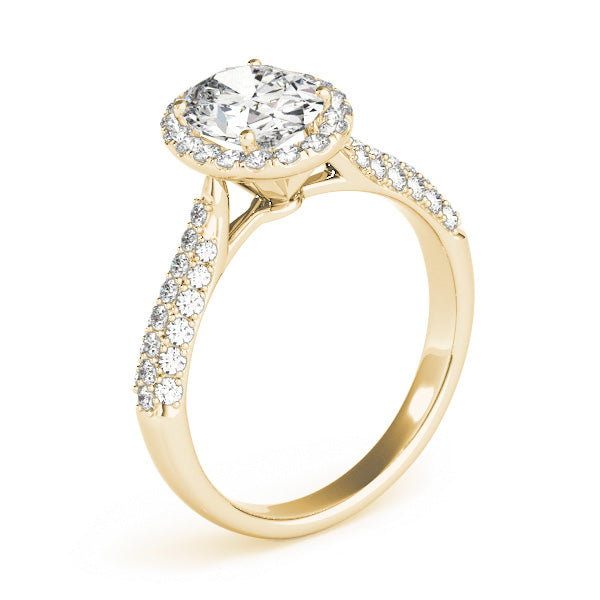 1CT Oval Cut Diamond Engagement Ring 14K White Gold Pave Halo
