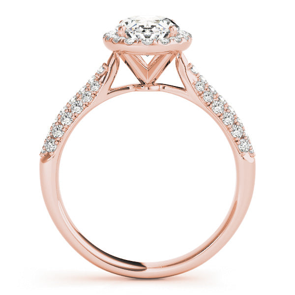 1CT Oval Cut Diamond Engagement Ring 14K White Gold Pave Halo