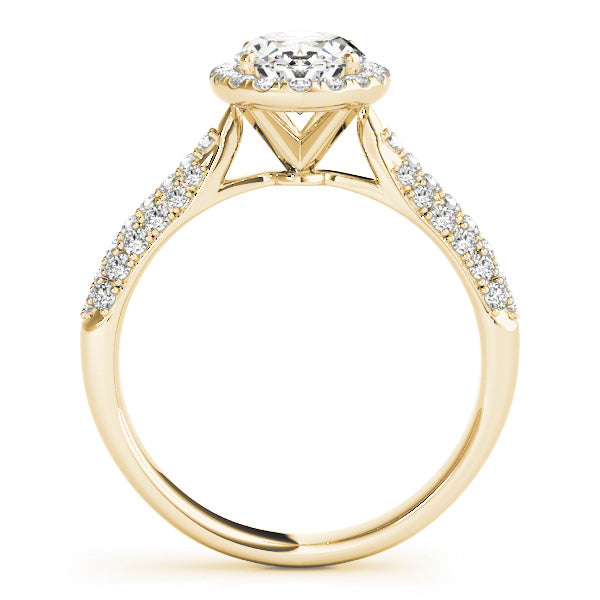 1CT Oval Cut Diamond Engagement Ring 14K White Gold Pave Halo