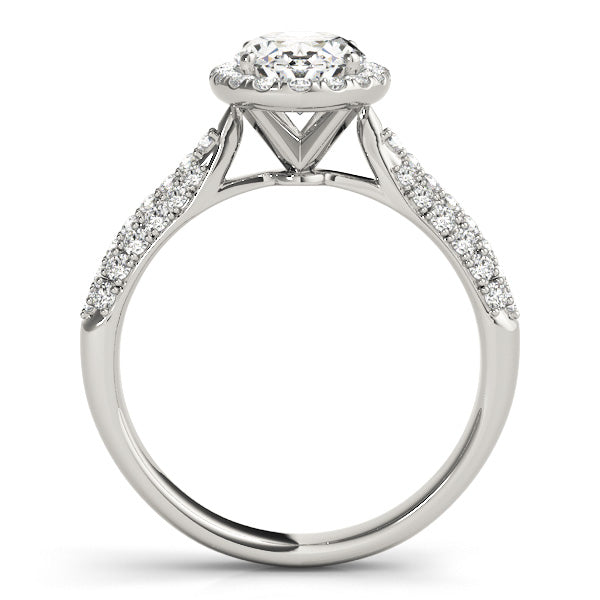 1CT Oval Cut Diamond Engagement Ring 14K White Gold Pave Halo