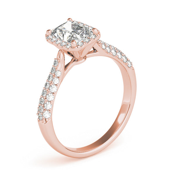 1CT Emerald Cut Diamond Engagement Ring with Halo Pave Setting