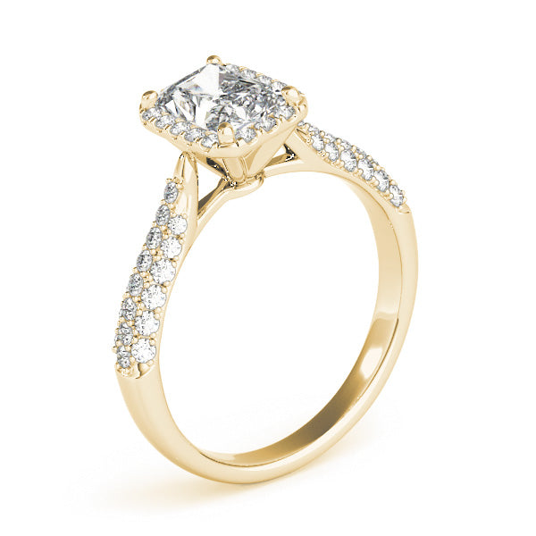 1CT Emerald Cut Diamond Engagement Ring with Halo Pave Setting