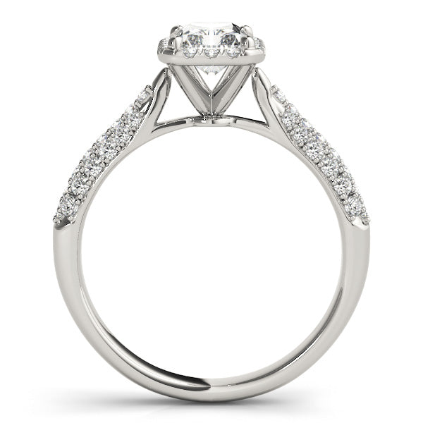 1CT Emerald Cut Diamond Engagement Ring with Halo Pave Setting