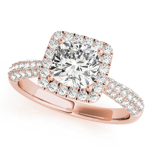 1CT Cushion Cut Lab Diamond Engagement Ring Halo Pave Style