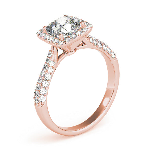 1CT Cushion Cut Lab Diamond Engagement Ring Halo Pave Style