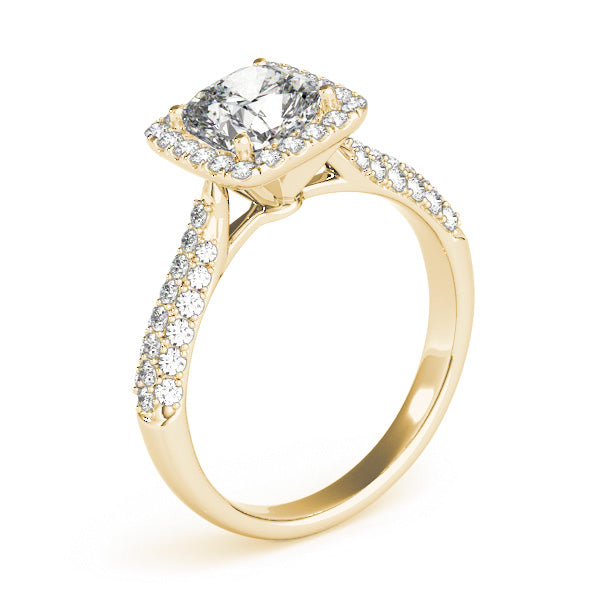 1CT Cushion Cut Lab Diamond Engagement Ring Halo Pave Style