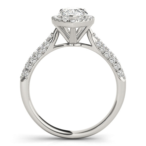 1CT Pear Cut Lab Diamond Halo Engagement Ring 14K White Gold