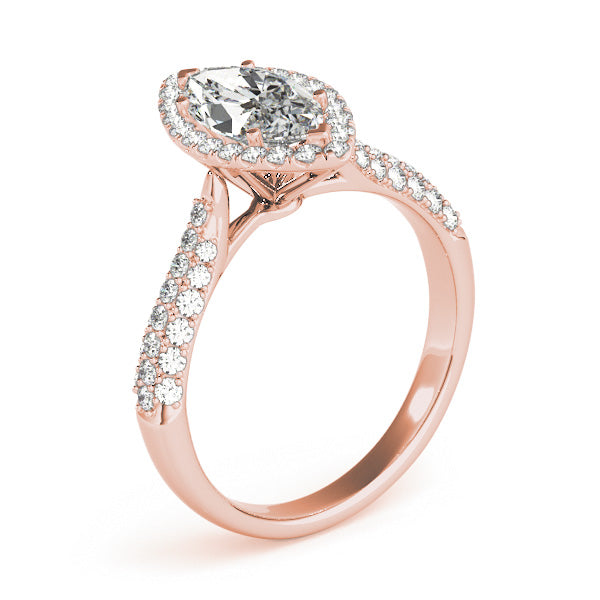 1CT Marquise Cut Diamond Engagement Ring 14K White Gold Halo