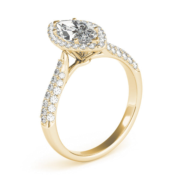 1CT Marquise Cut Diamond Engagement Ring 14K White Gold Halo