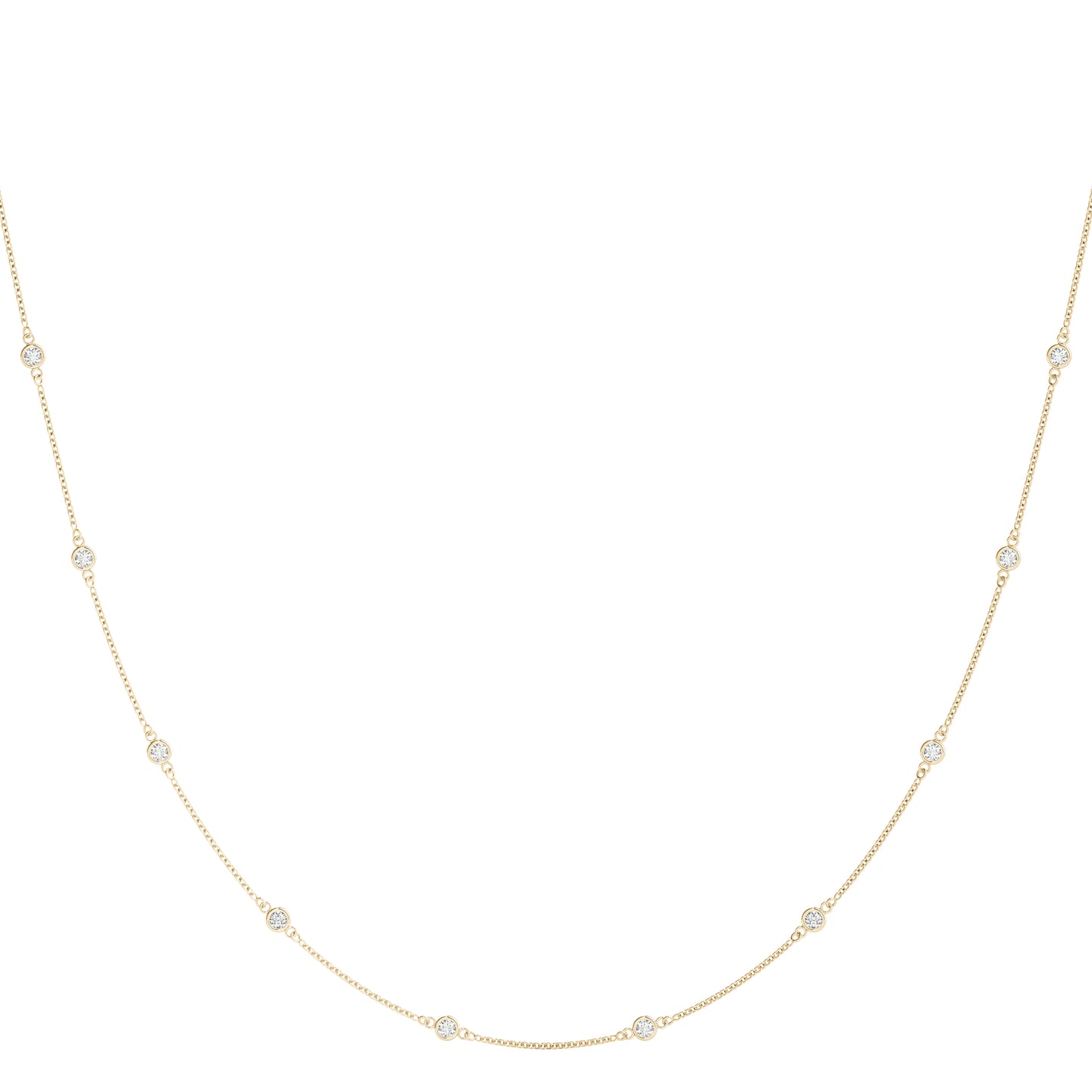 1.00CT Diamond Station Necklace in White Gold – Bezel Set