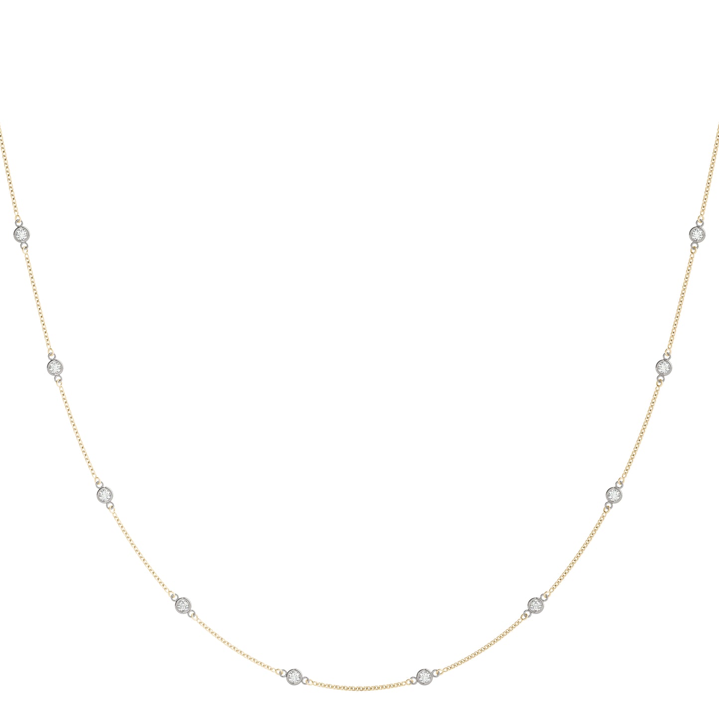 1.00CT Diamond Station Necklace in White Gold – Bezel Set