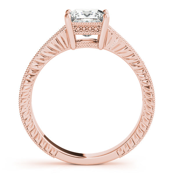 1CT Princess Cut Lab Diamond 14K Rose Gold Engagement Ring Vintage