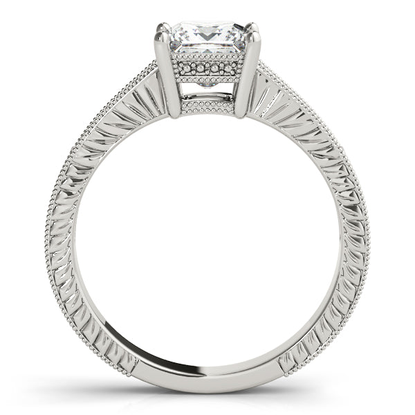 1CT Princess Cut Lab Diamond 14K Rose Gold Engagement Ring Vintage