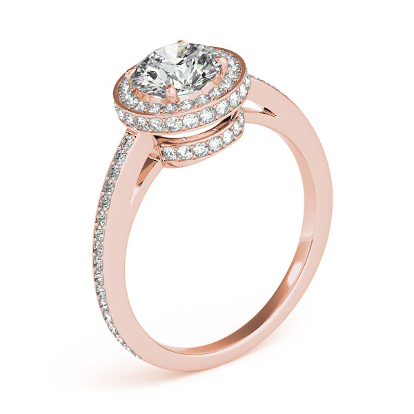 1.5CT Double Halo Diamond Engagement Ring with 14K White Gold Bridge