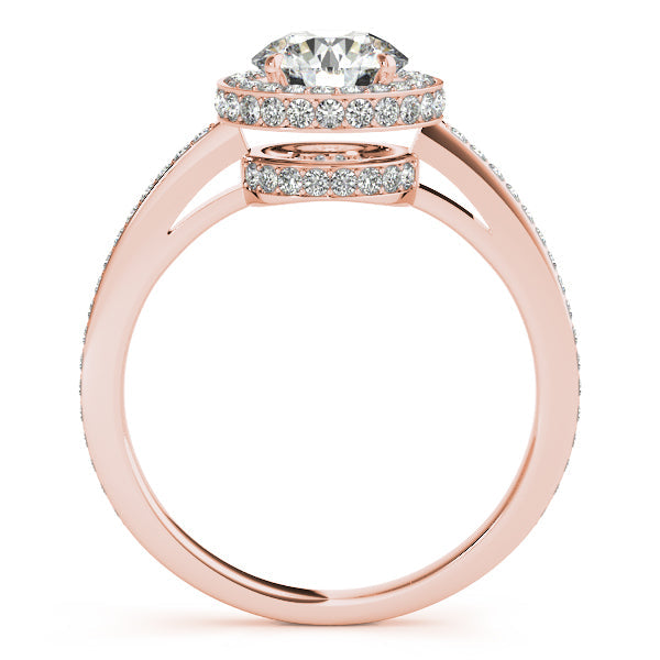 1.5CT Double Halo Diamond Engagement Ring with 14K White Gold Bridge