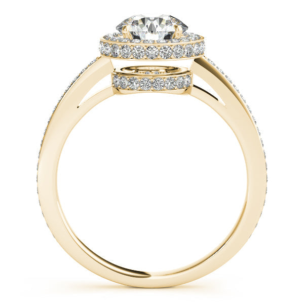 1.5CT Double Halo Diamond Engagement Ring with 14K White Gold Bridge