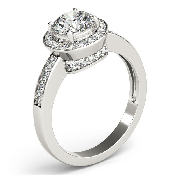 1.4CT Round Lab Diamond Engagement Ring Unique Double Halo