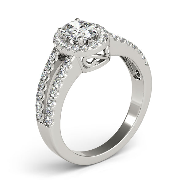 1CT Oval Lab Diamond Engagement Ring 14K White Gold Split Shank