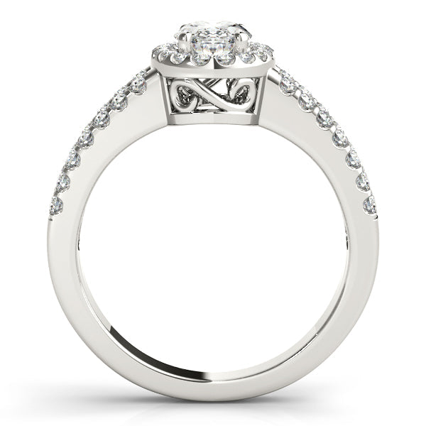 1CT Oval Lab Diamond Engagement Ring 14K White Gold Split Shank