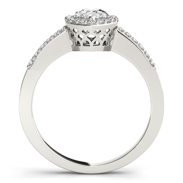 1CT Pear Cut Lab Diamond Engagement Ring Luxury Halo Design