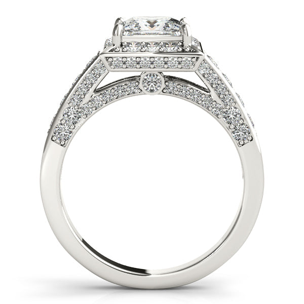 1.75CT Princess Cut Diamond Engagement Ring Luxury Halo Style