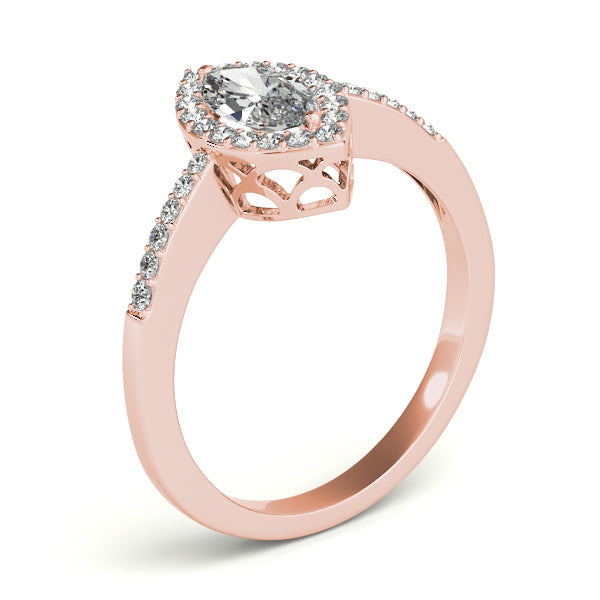 1CT Marquise Lab Diamond Engagement Ring 14K White Gold Halo