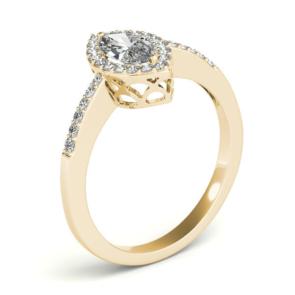 1CT Marquise Lab Diamond Engagement Ring 14K White Gold Halo