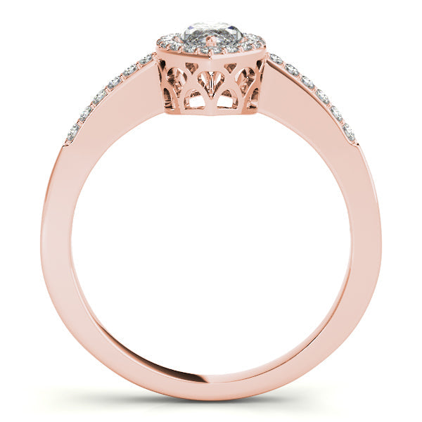 1CT Marquise Lab Diamond Engagement Ring 14K White Gold Halo