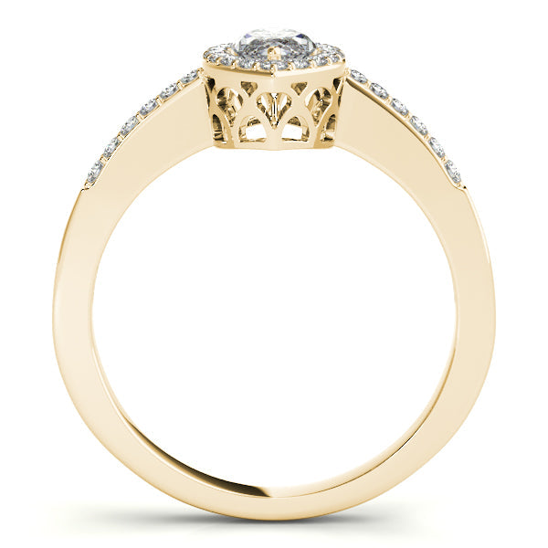 1CT Marquise Lab Diamond Engagement Ring 14K White Gold Halo
