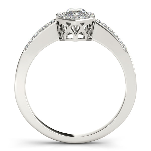 1CT Marquise Lab Diamond Engagement Ring 14K White Gold Halo