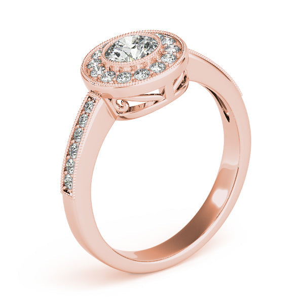 1CT Round Lab Diamond Engagement Ring 14K White Gold Bezel Halo