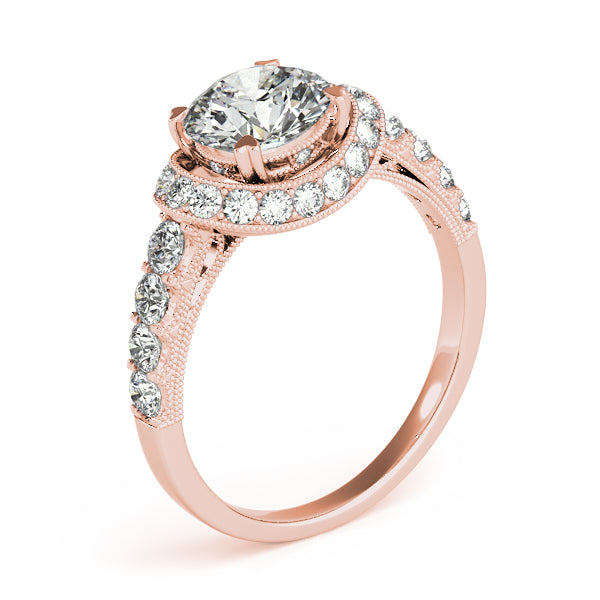 1.6CTW Round Diamond Engagement Ring 14K White Gold Curved Halo