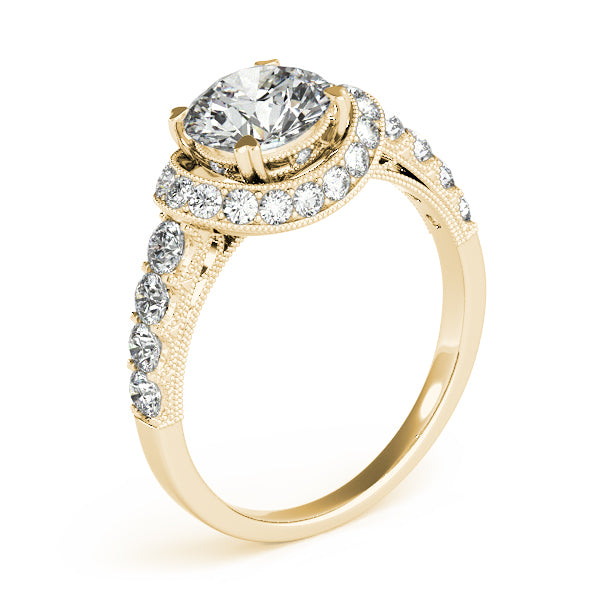 1.6CTW Round Diamond Engagement Ring 14K White Gold Curved Halo