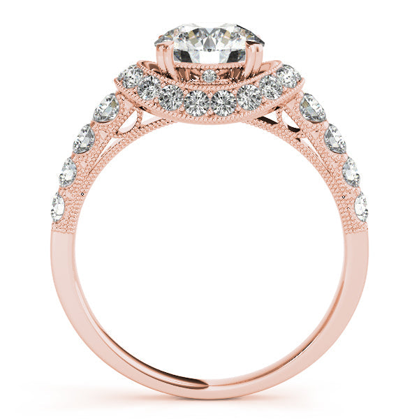 1.6CTW Round Diamond Engagement Ring 14K White Gold Curved Halo
