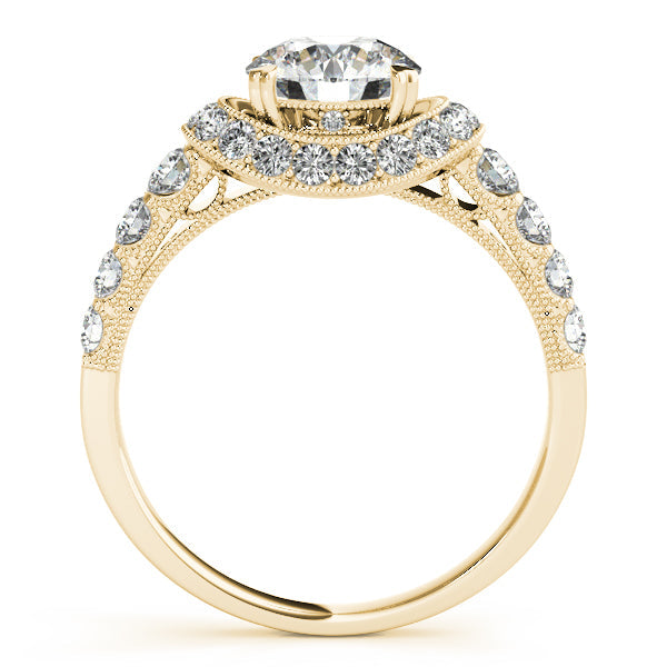 1.6CTW Round Diamond Engagement Ring 14K White Gold Curved Halo