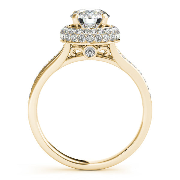 14K White Gold Double Halo Diamond Engagement Ring Split Shank