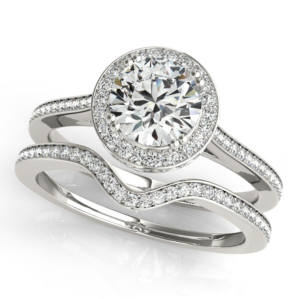 1.5CTW Double Halo Diamond Engagement Ring 14K White Gold