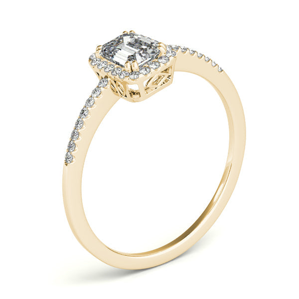 Classic 1CT Emerald Cut Diamond Engagement Ring 14K Yellow Gold