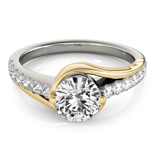 1CT 14K Two Tone Gold Diamond Engagement Ring Curved Bypass