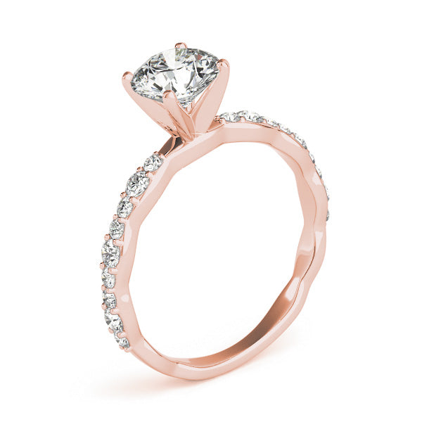 1.3CT Round Lab Diamond Thin Engagement Ring 14K Rose Gold