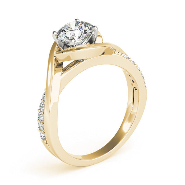 1CT Round Diamond Engagement Ring 14K Rose Gold Curved Bypass