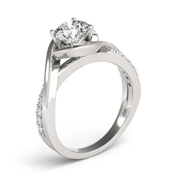 1CT Round Diamond Engagement Ring 14K Rose Gold Curved Bypass